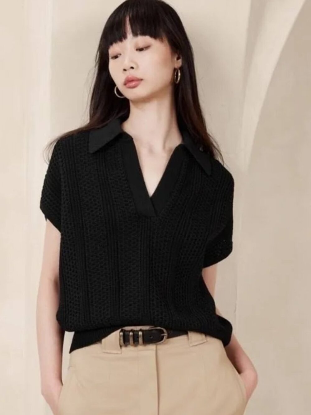 Banana Republic Preppy Janette Sweater Polo HeavyCotton